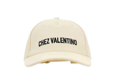 Valentino Cotton Baseball Cap "Ivory/White"