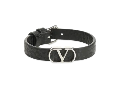 Valentino Vlogo Signature Leather Bracelet "Black"