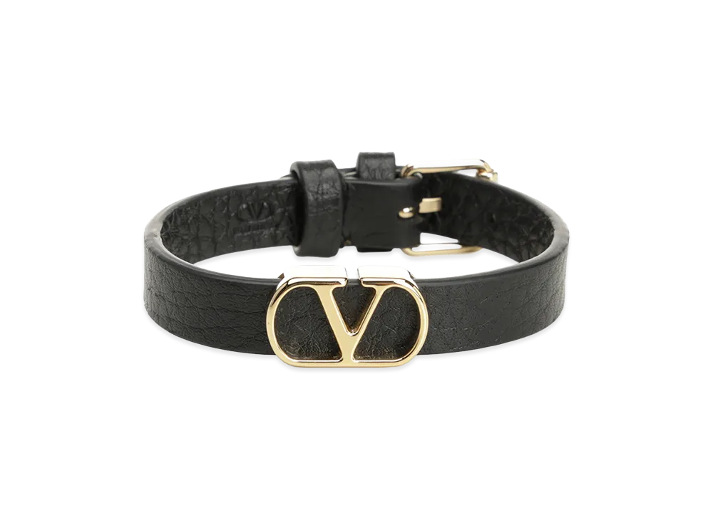 Valentino Vlogo Signature Leather Bracelet "Black"