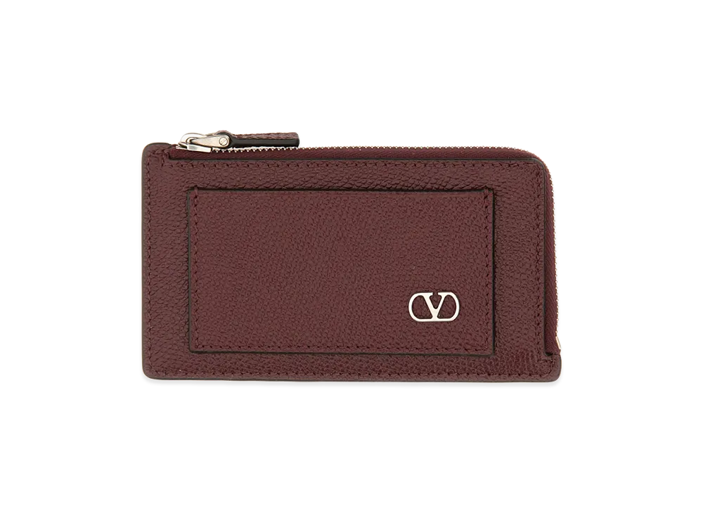 Valentino V Logo Signature Coin Purse "Bordeaux"