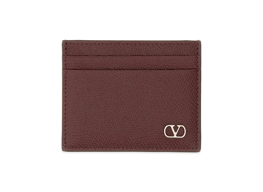 Valentino V Logo Signature Card Holder "Bordeaux"