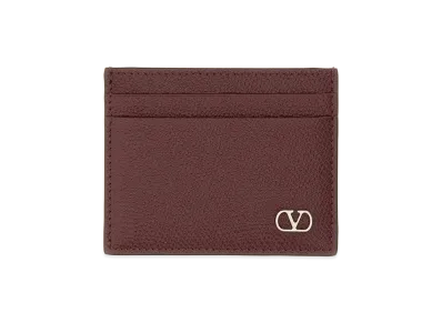 Valentino V Logo Signature Card Holder "Bordeaux"