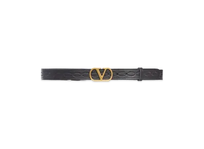 Valentino Leather Belt With Logo Buckle "Black"