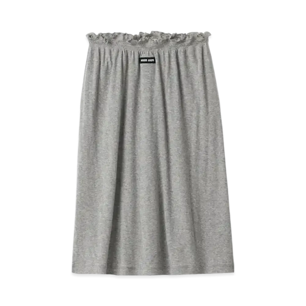 MIU MIU Women's Ribbed Jersey Skirt "Grey"