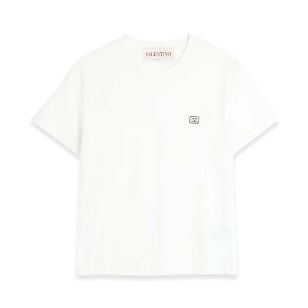 Valentino T-Shirt Jerseyregular Patch Logo Avorio "Cream"