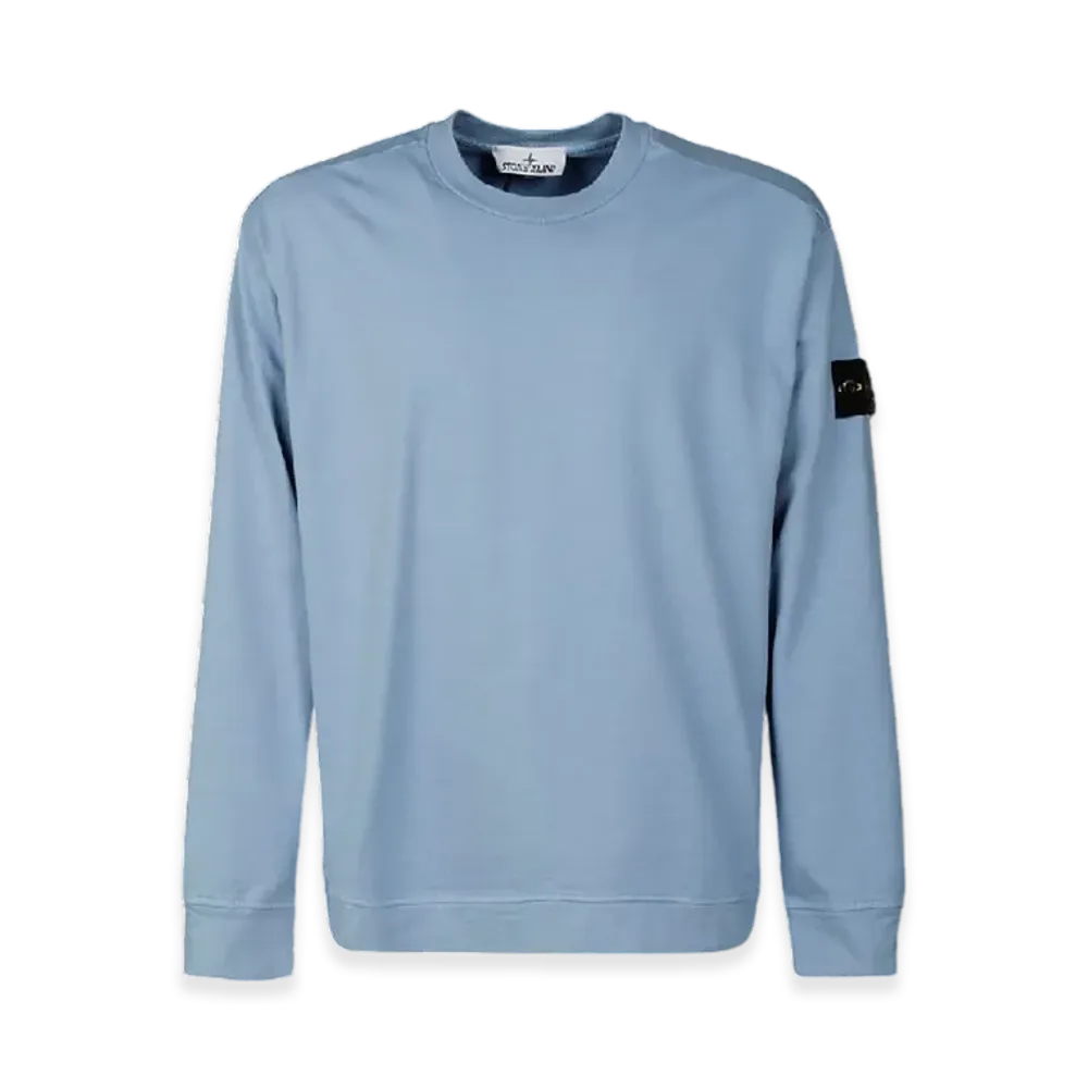 Stone Island 63750 Garment Dyed Gauzed Cotton Crewneck Sweatshirt - 22FW "Pastel Blue"