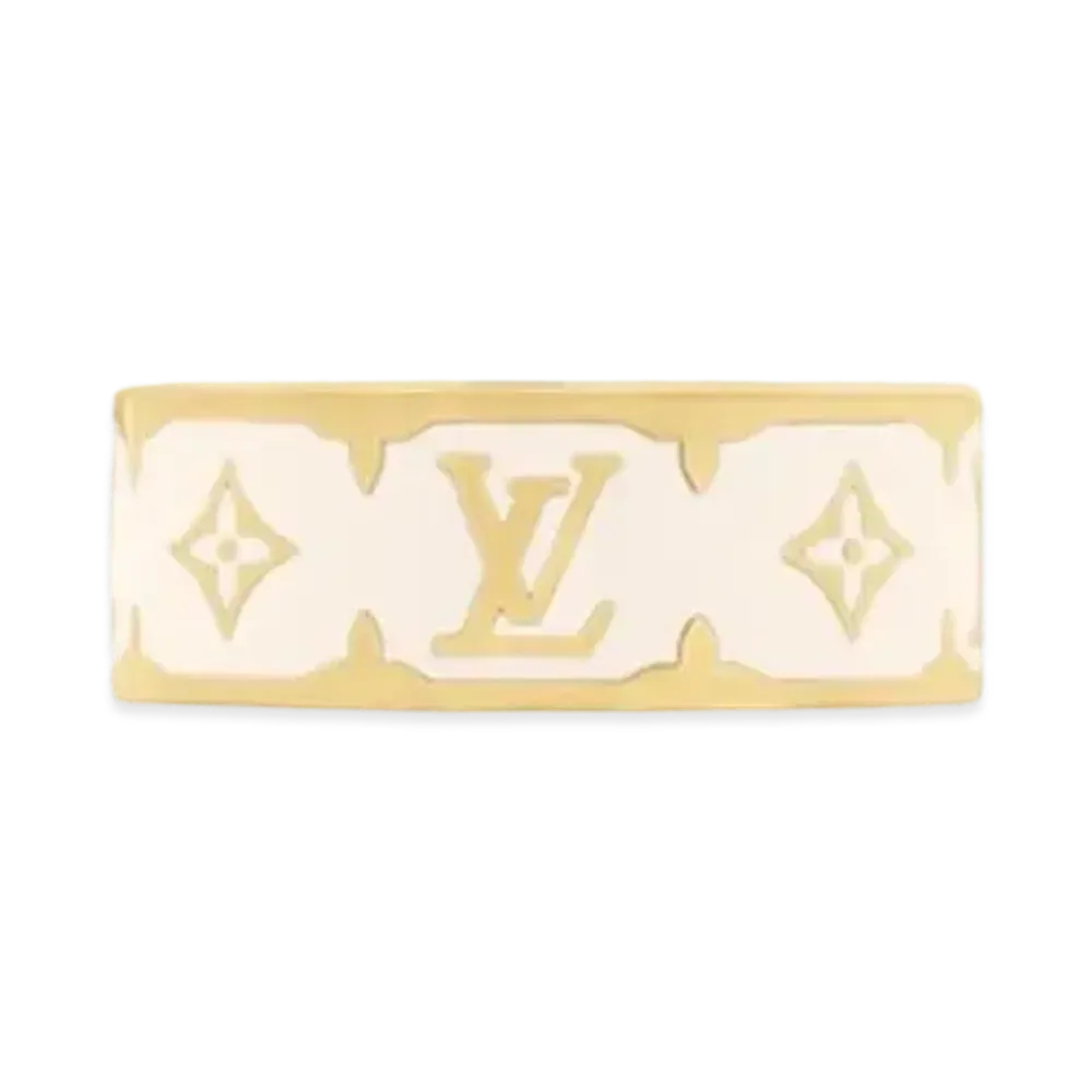 Louis Vuitton Nanogram Enamel Ring "Gold/Blanc"