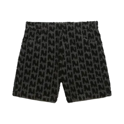 MSGM Faux-Fur Themwave Jacquard Shorts "Black"