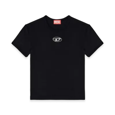 Diesel T-Uncutie-Long-OD-Q1 Slim Fit T-Shirt With Cut-Out Oval D "Black"