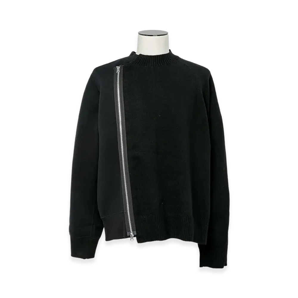 sacai Wool Knit x Sponge Sweat Blouson "Black/Black"