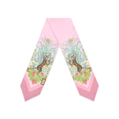 GUCCI Tiger Silk Neck Bow "Light Pink"