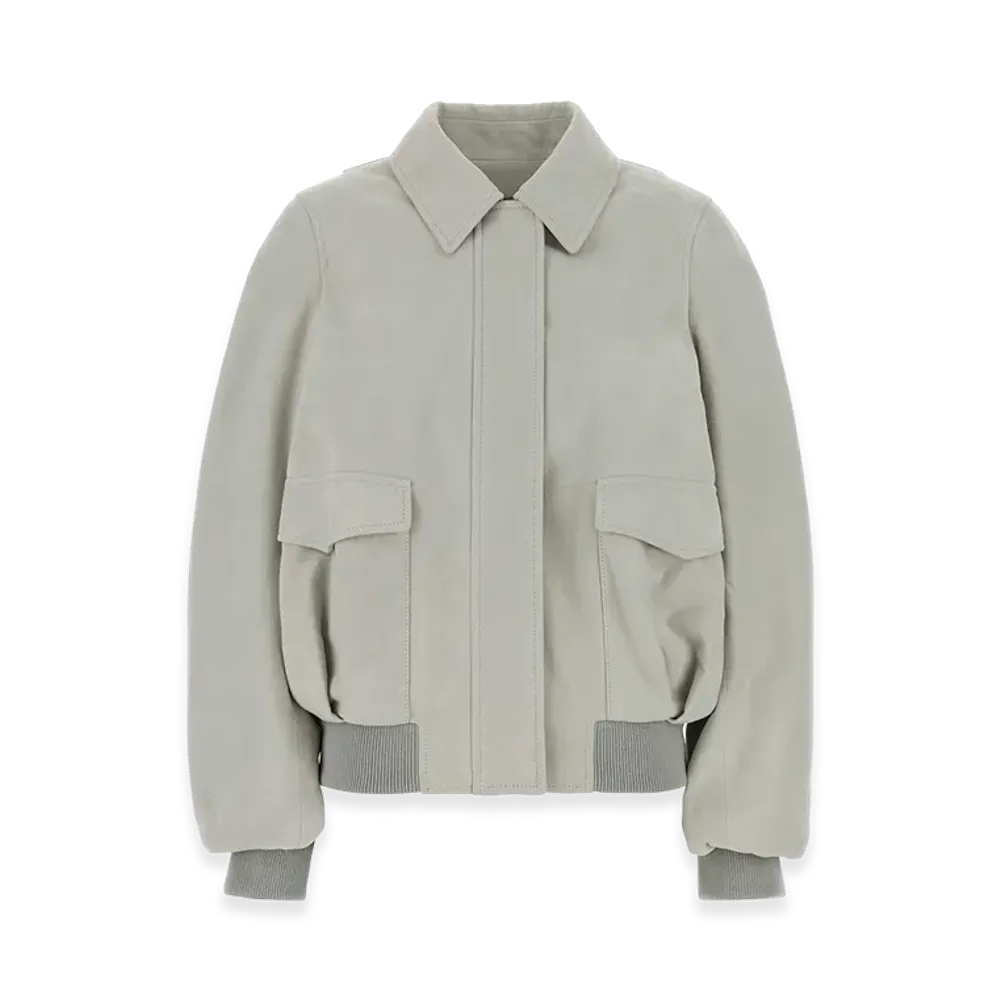 LOEWE Women's Suede Jacket "Chalk"