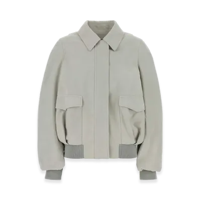 LOEWE Women's Suede Jacket "Chalk"