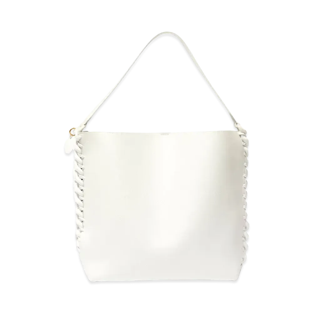 STELLA McCARTNEY Frayme Grainy Alter Mat Tote Bag "Pure White"
