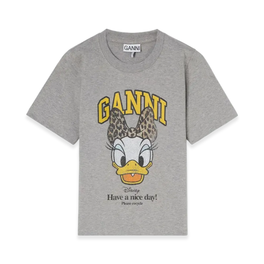 GANNI x Disney Daisy Duck Grey Printed Baby Fit T-Shirt "Paloma"