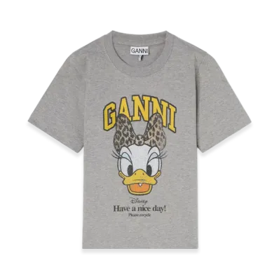 GANNI x Disney Daisy Duck Grey Printed Baby Fit T-Shirt "Paloma"