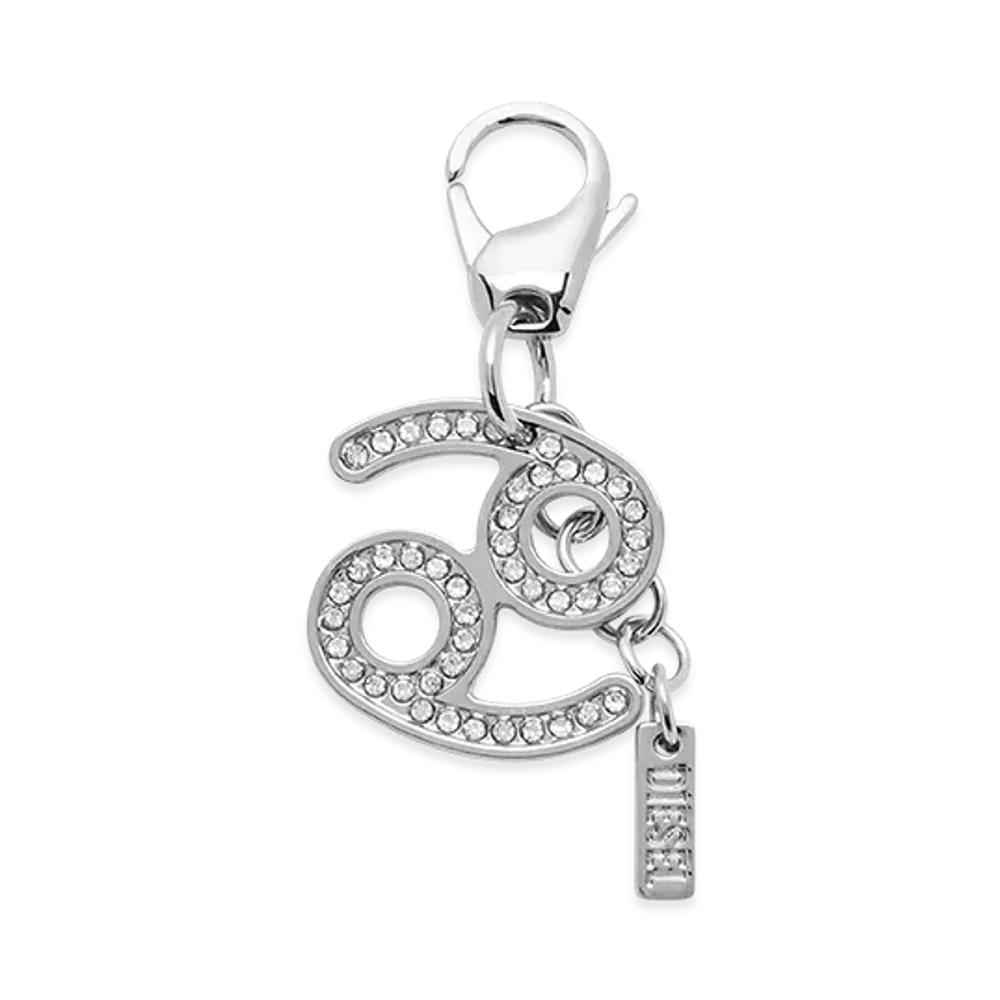 Diesel Charm Cancer Metal Charm With Rhinestones "Silver"