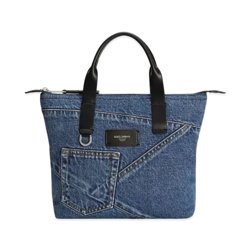 DOLCE&GABBANA Small Patchwork Denim Shopper "Blue"