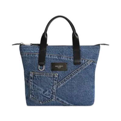 DOLCE&GABBANA Small Patchwork Denim Shopper "Blue"