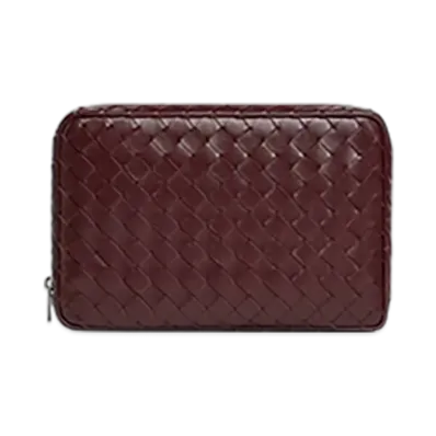 Bottega Veneta Intrecciato Large Zipped Organizing Pouch "Madder Brown"