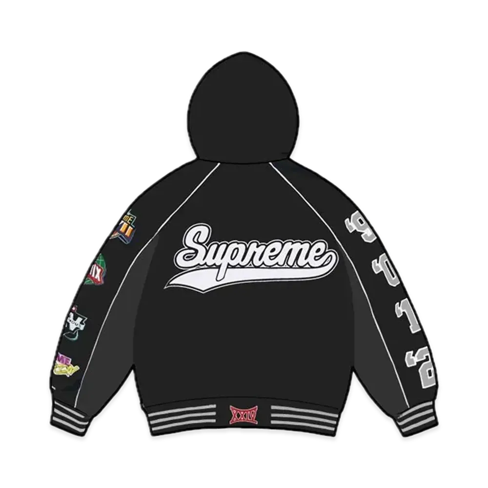 Supreme Playoffs Zip Up Hooded Sweatshirt "Black"