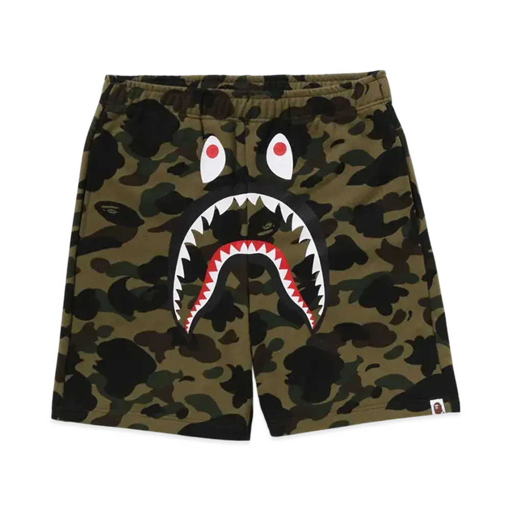 A BATHING APE 1ST Camo Shark Regular Fit Sweat Shorts "Green"