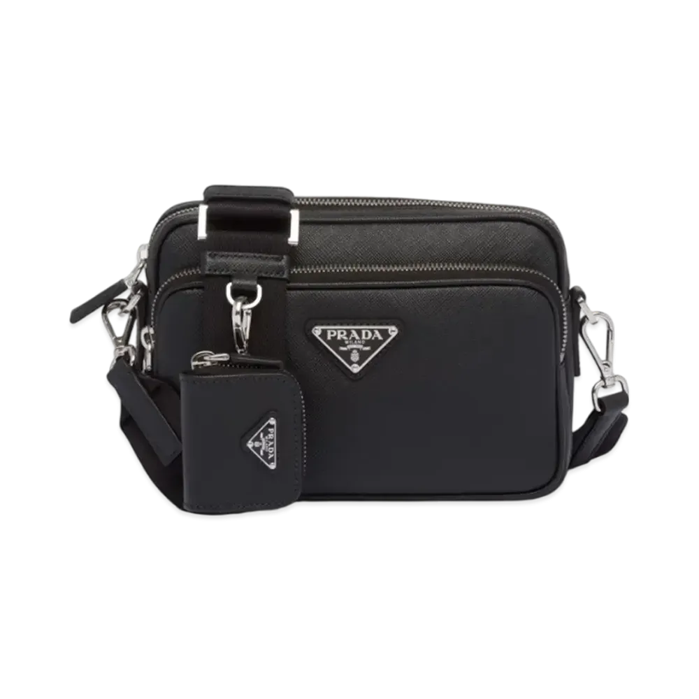 PRADA Saffiano Leather Shoulder Bag "Black"