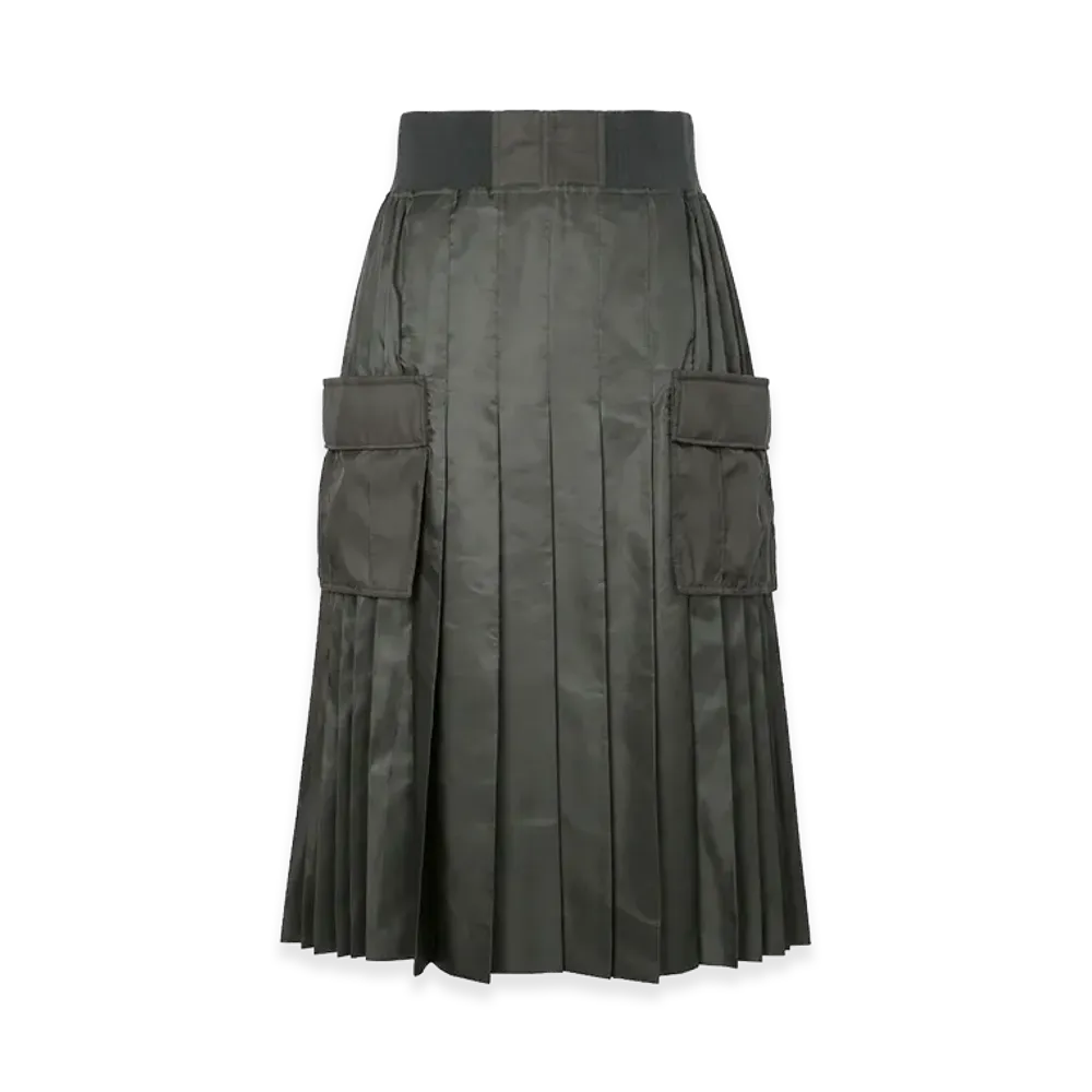 sacai Women's Nylon Twill Skirt "Dark Khaki"