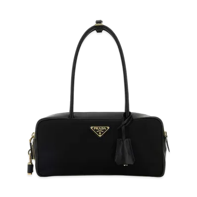 PRADA Women's Leather And Re-Nylon Handbag "Black"