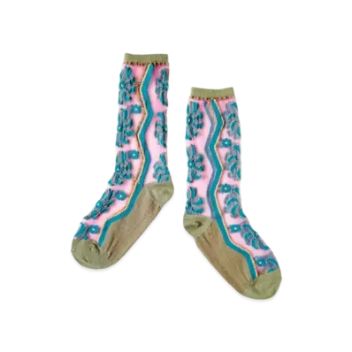 KAPITAL 200 Mulan Quilt See Through Socks "Pink"