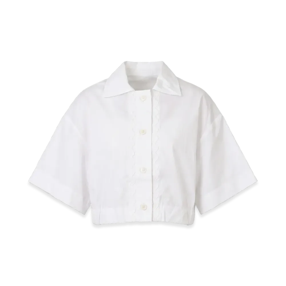 PATOU Women's Wave Cropped Shirt "White"