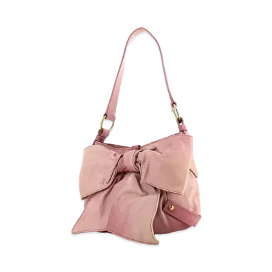 Saint Laurent Sac Bow Leather Shoulder Bag "Pink"