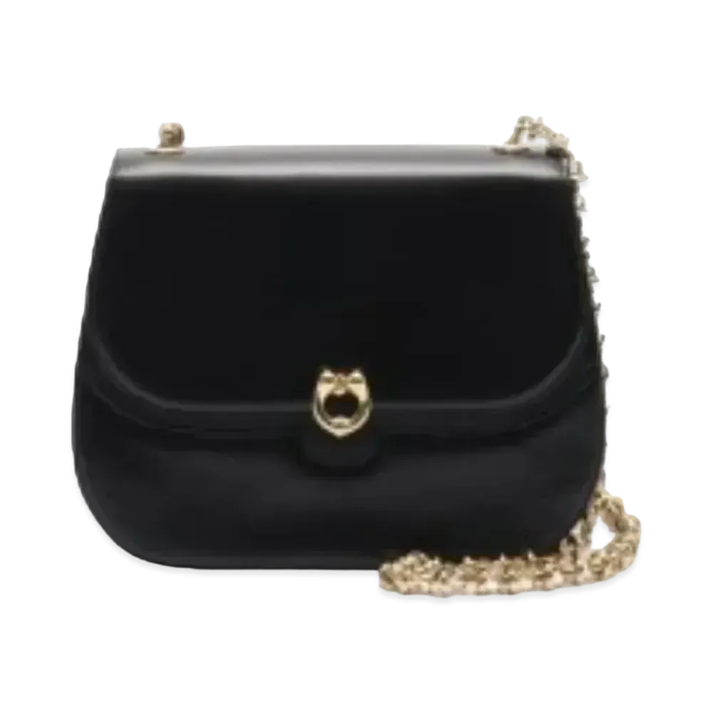 GUCCI Shiny Crocodile Chain Shoulder Bag "Black"