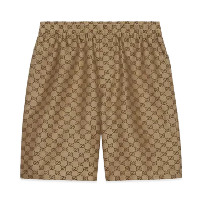 GUCCI 'GG Supreme' Bermuda Shorts - 'Gucci Lido' Line "Printed"