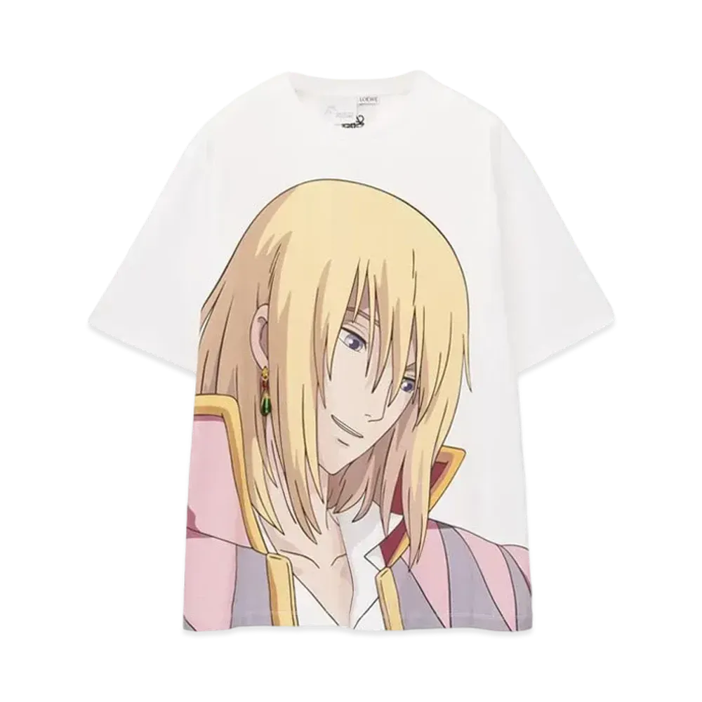 LOEWE x Howl's Moving Castle Howl Embellished T-shirt In Cotton "White/Beige"