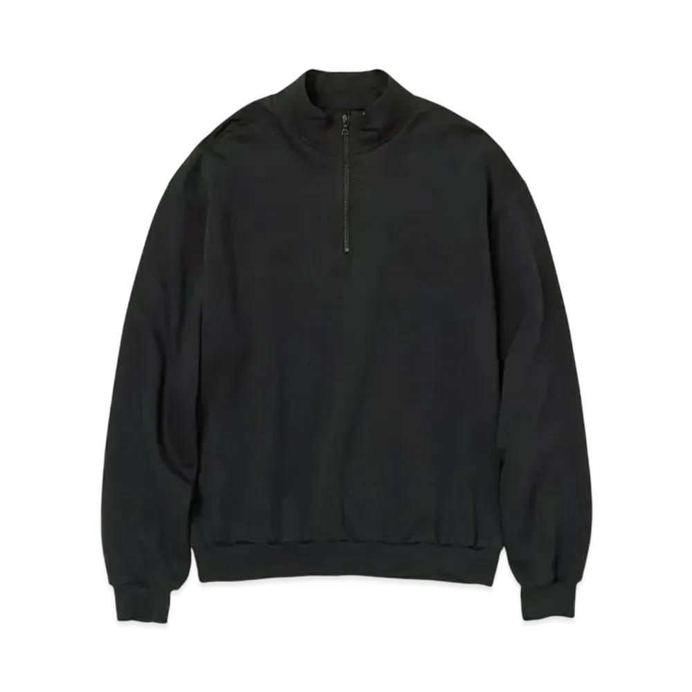 AURALEE Elastic High Gauge Sweat Half Zip P/O "Black"