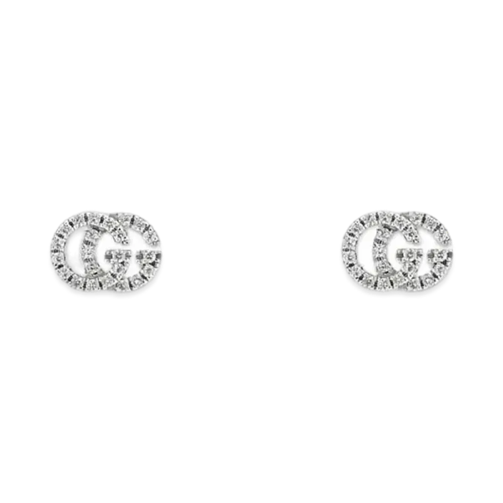 GUCCI Double G Studs Earrings With Diamonds