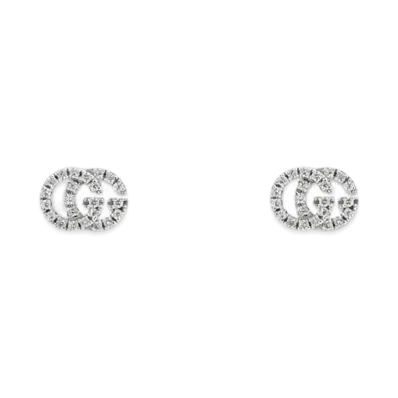 GUCCI Double G Studs Earrings With Diamonds