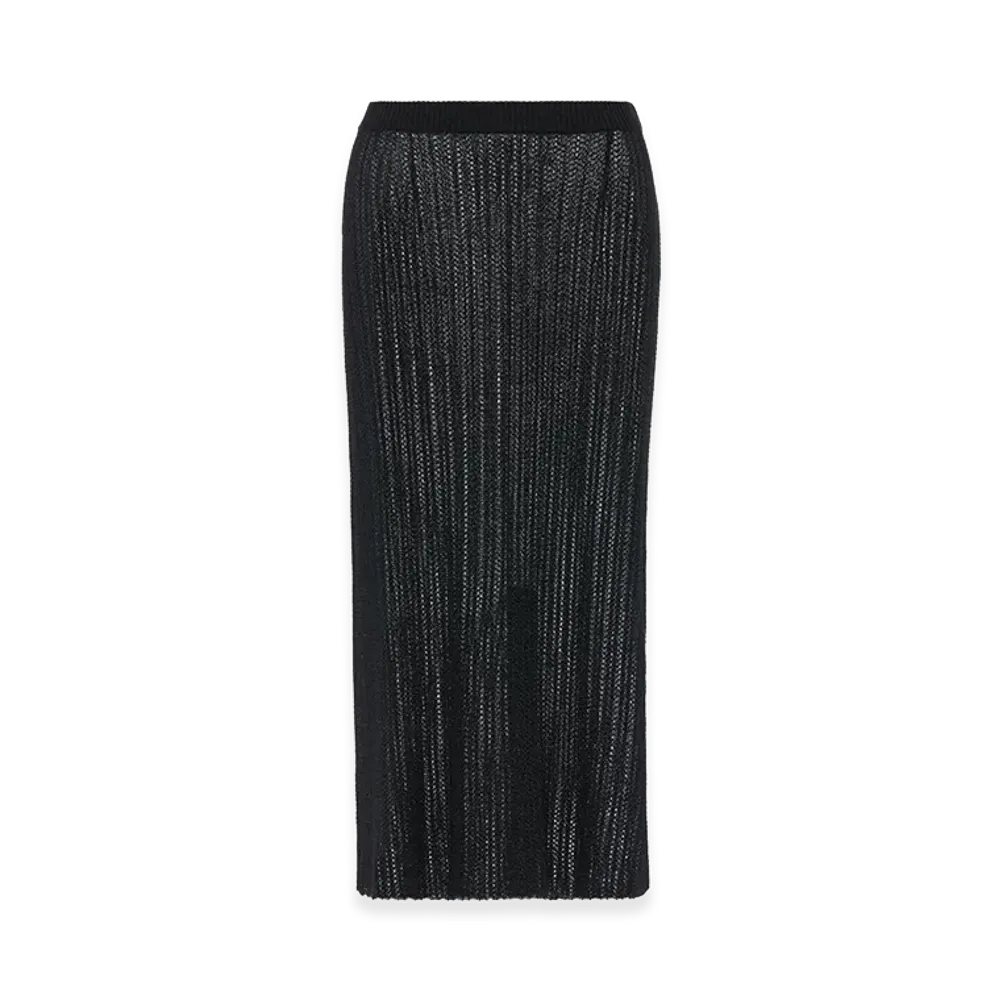Maison Margiela Women's Gonna Midi In Maglia A Coste "Black"