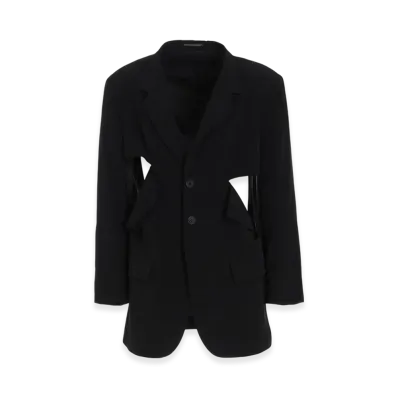 Yohji Yamamoto POUR HOMME Ta Tuxedo Cut-Off Open Jacket "Black"