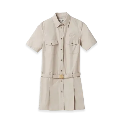 MIU MIU Women's Panama Cotton Dress "Limestone"