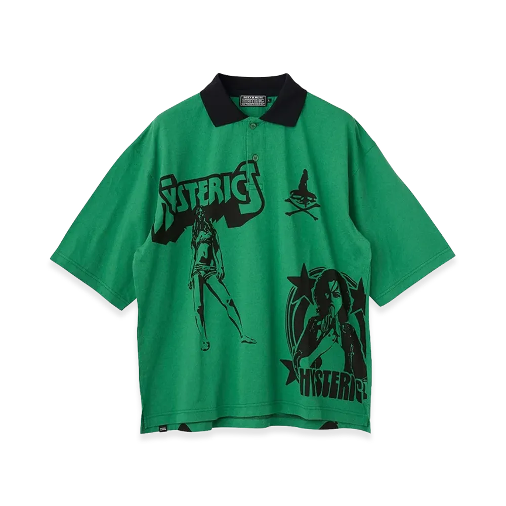 HYSTERIC GLAMOUR Metal Guid Polo Shirt "Green"