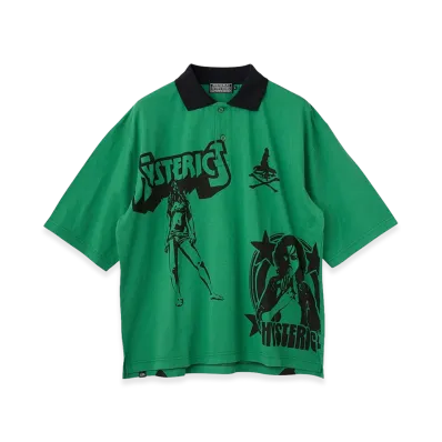 HYSTERIC GLAMOUR Metal Guid Polo Shirt "Green"