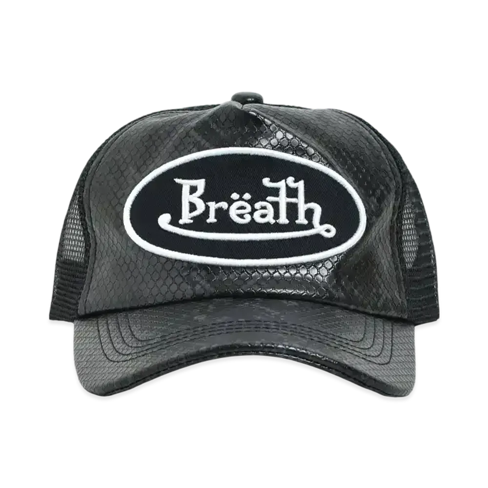 BREATH Faux Snake Leather Cap "Black"