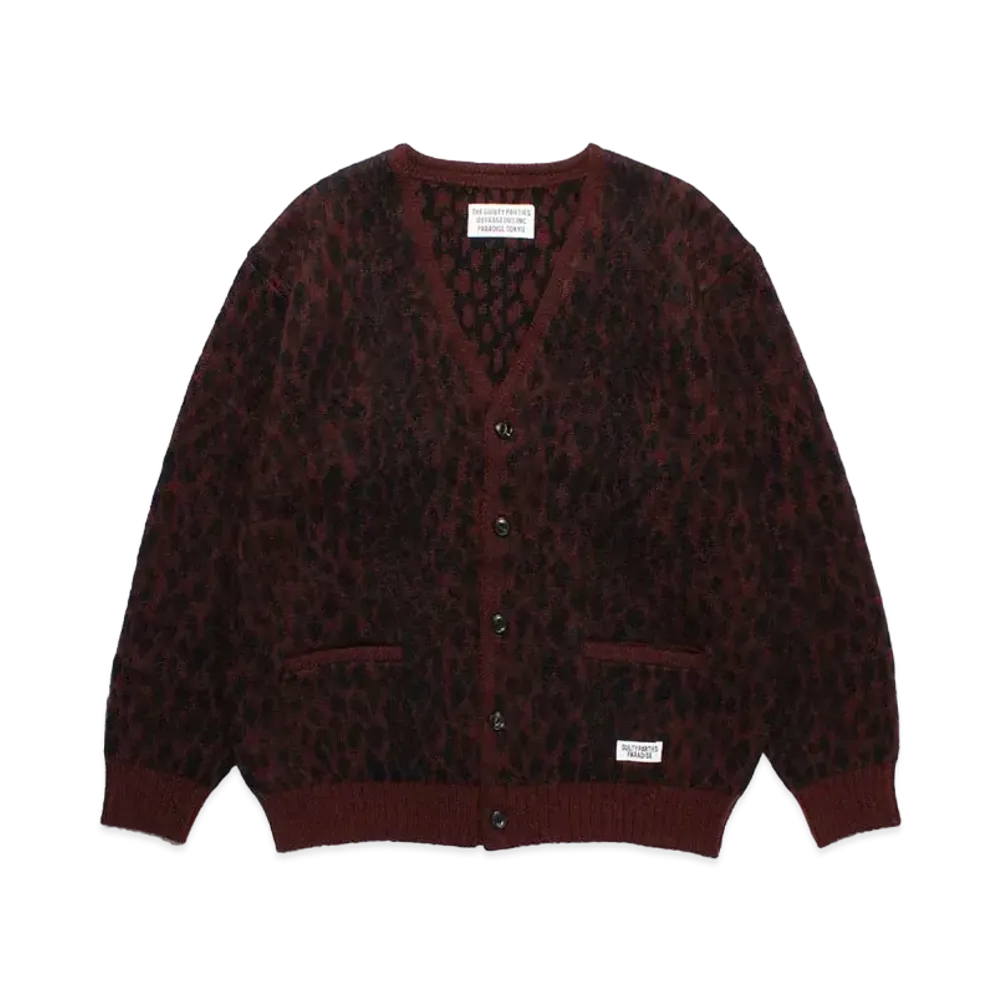 WACKO MARIA Leopard Heavy Mohair Knit Jacquard Cardigan "Red"