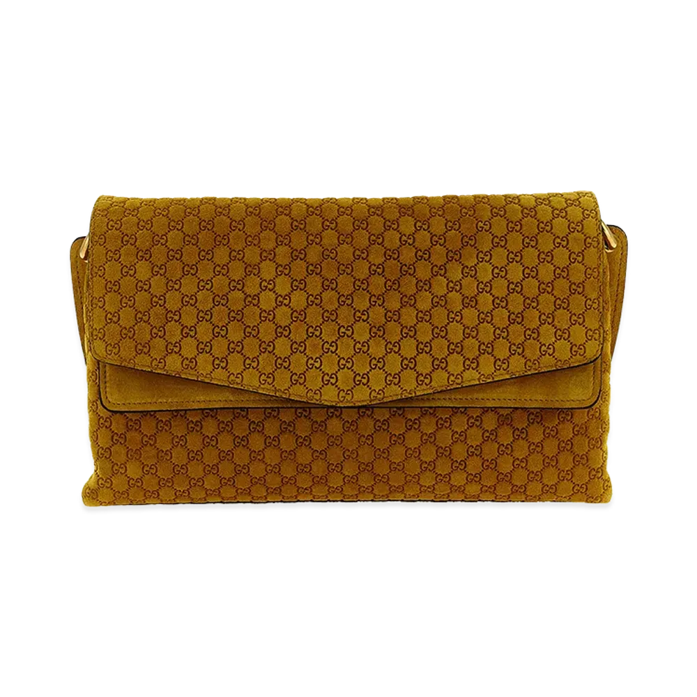 GUCCI Women's GG Medium Suede Shoulder Bag "Yellow"