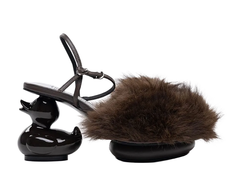 Maison MIHARA YASUHIRO Women's Duck Heel Fur Sandals "Dark Brown"