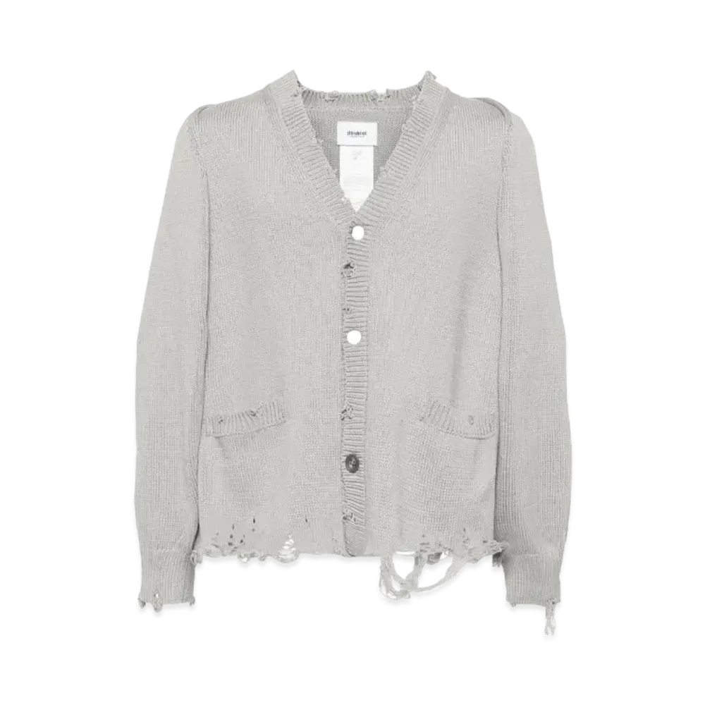 doublet Distressed Detachable Sleeve Cardigan "Light Grey"