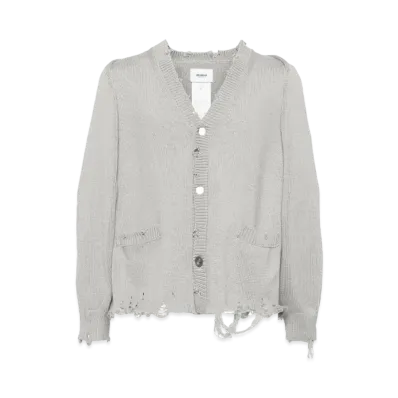 doublet Distressed Detachable Sleeve Cardigan "Light Grey"