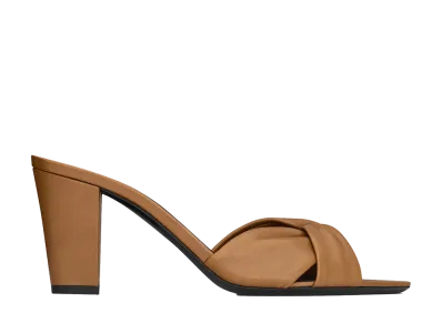 Saint Laurent Women's Francienne Mules in Smooth Leather "Macadamia"